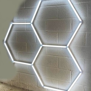 Lampe LED 1 hexagone plafond nid d'abeilles diamètre 1.2M led blanc 44W  6500k Detailing Garage Barber - Discount AutoSport