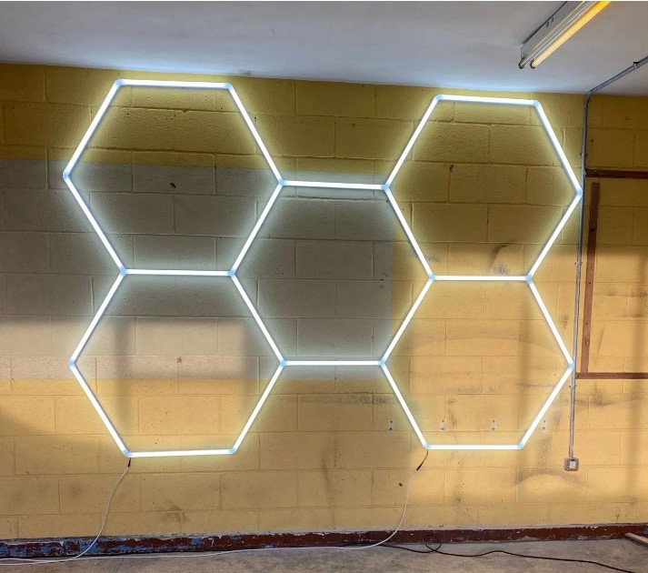 lámpara led hexagonal Panal de abejas 16 triángulos 5.5m x 2.8m
