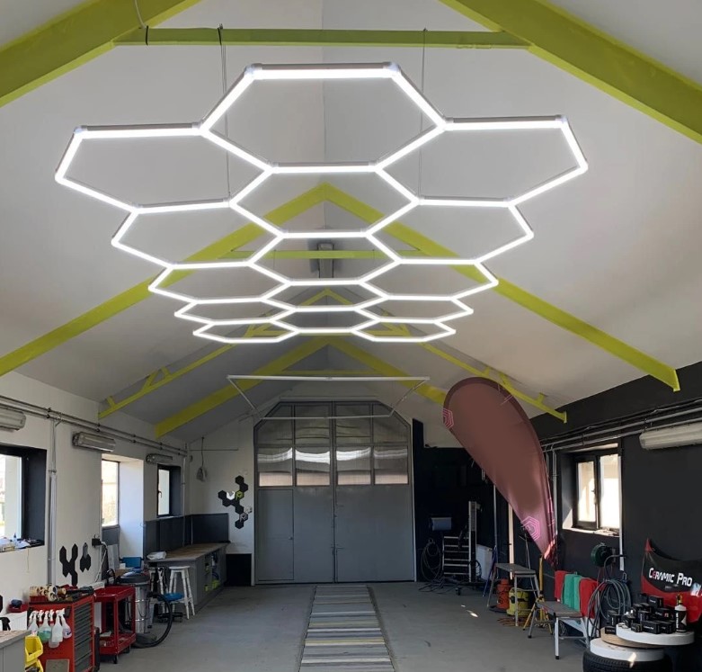 Iluminación Led Hexagonal para garaje, lámpara de panal para