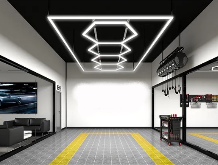 Lampe hexagonale avec cadre, 2.4x2.8M, pour Salon de beauté et Garage,  lampe de lavage de voiture personnalisée, meilleure vente