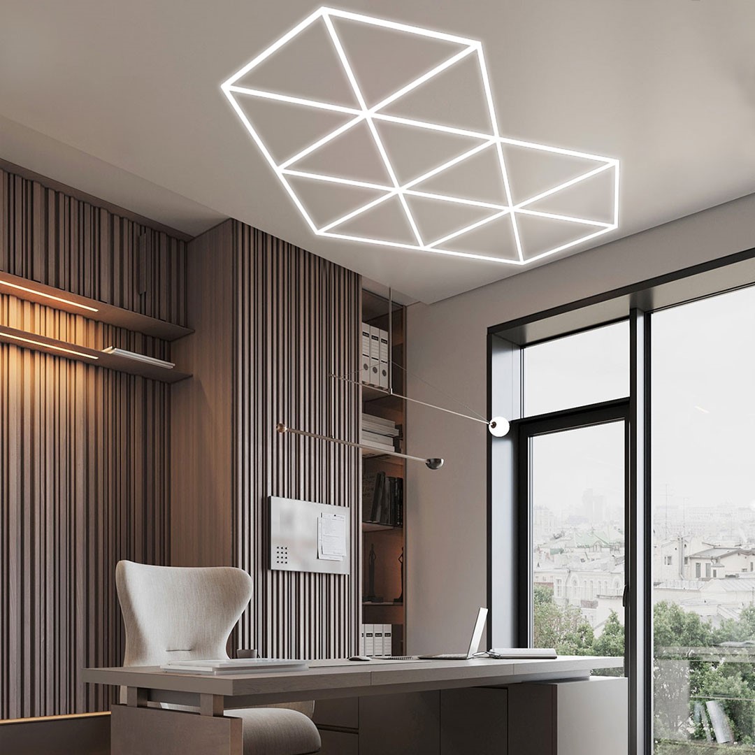 Lampe LED 11 hexagones + contour plafond et murs nid d'abeilles 3.6M x 2.4M  led blanc 330W 6500k - Discount AutoSport