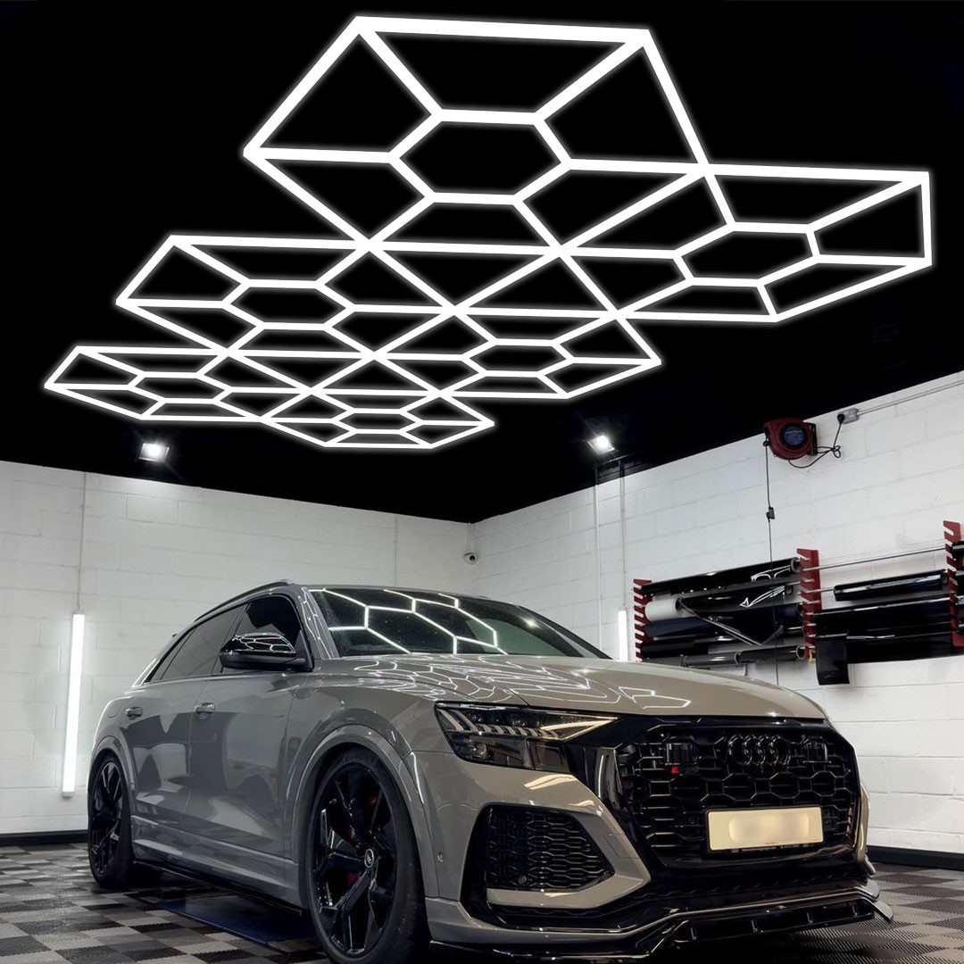 Plafonnier LED hexagonal pour garage automobile - Motif nid d'abeille -  4840 mm