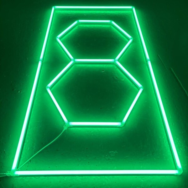 Lampe LED 2 hexagones + rectangle plafond nid d'abeilles 2,4M x 1,2M 170W Vert Detailing Garage Barber Gym