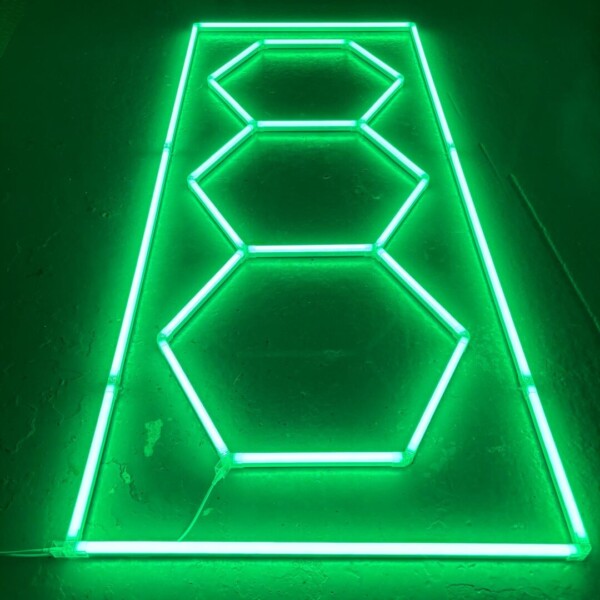 Lampe 3 hexagones + rectangle plafond nid d'abeilles 3M x 1.2M 240W vert Detailing Garage Barber Gym