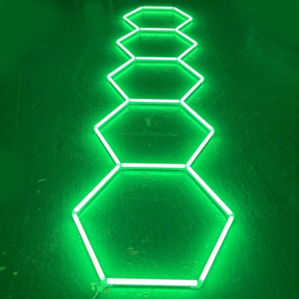 Lampe LED 5 hexagones plafond nid d'abeilles 4M x 1M 156W vert Detailing Garage Barber Gym – Image 2