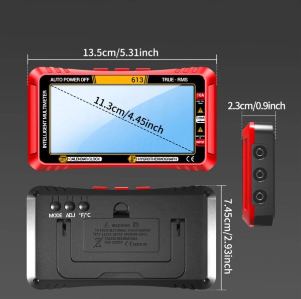 Digitalmultimeter mit großer LCD-Multifunktionsanzeige 600V 10 AMP mit Klemme und Spießen + Zubehör – Bild 3