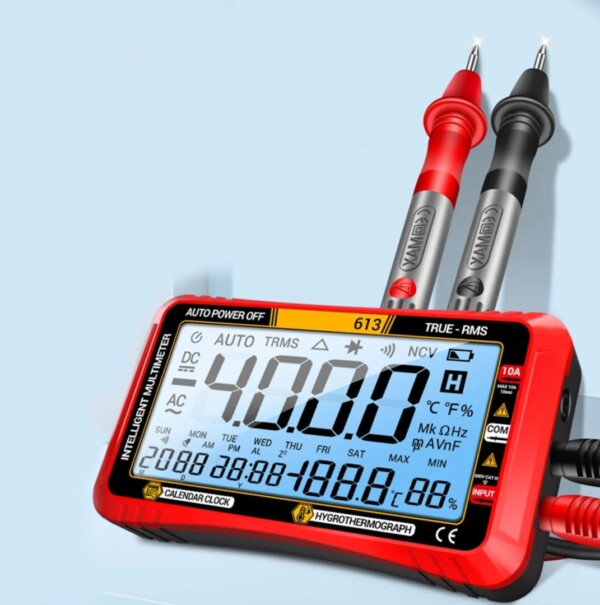 Digitalmultimeter mit großer LCD-Multifunktionsanzeige 600V 10 AMP mit Klemme und Spießen + Zubehör