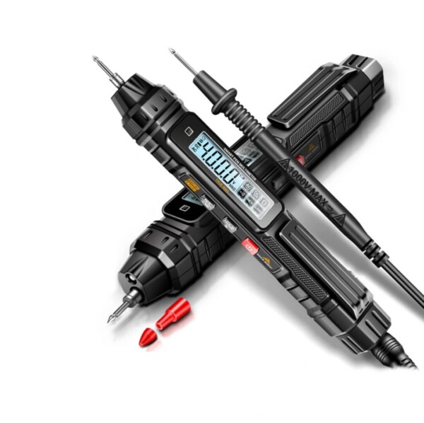Intelligent digital multimeter pen 0-600V 10 AMP with clamp and spades + accessories
